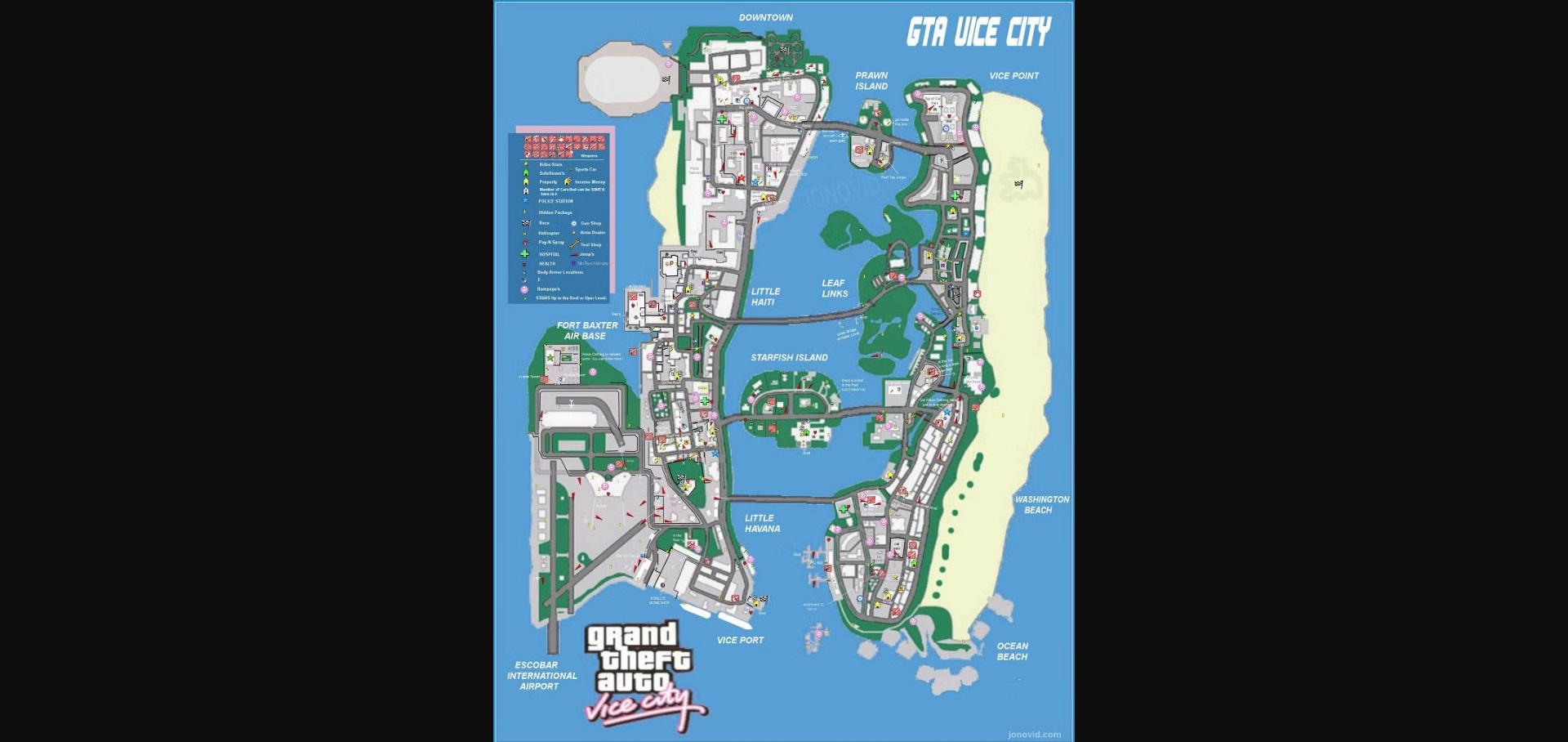 دليل GTA Vice City فايس سيتي الشامل: القصة والأسرار وطريقة تحميلها والمزيد! خريطة لعبة GTA Vice City