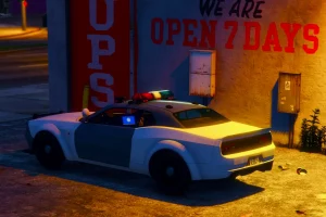 صور GTA 5 : أجمل صور وخلفيات للعبة صورة لأحد سيارات الشرطة في أزقة المدينة