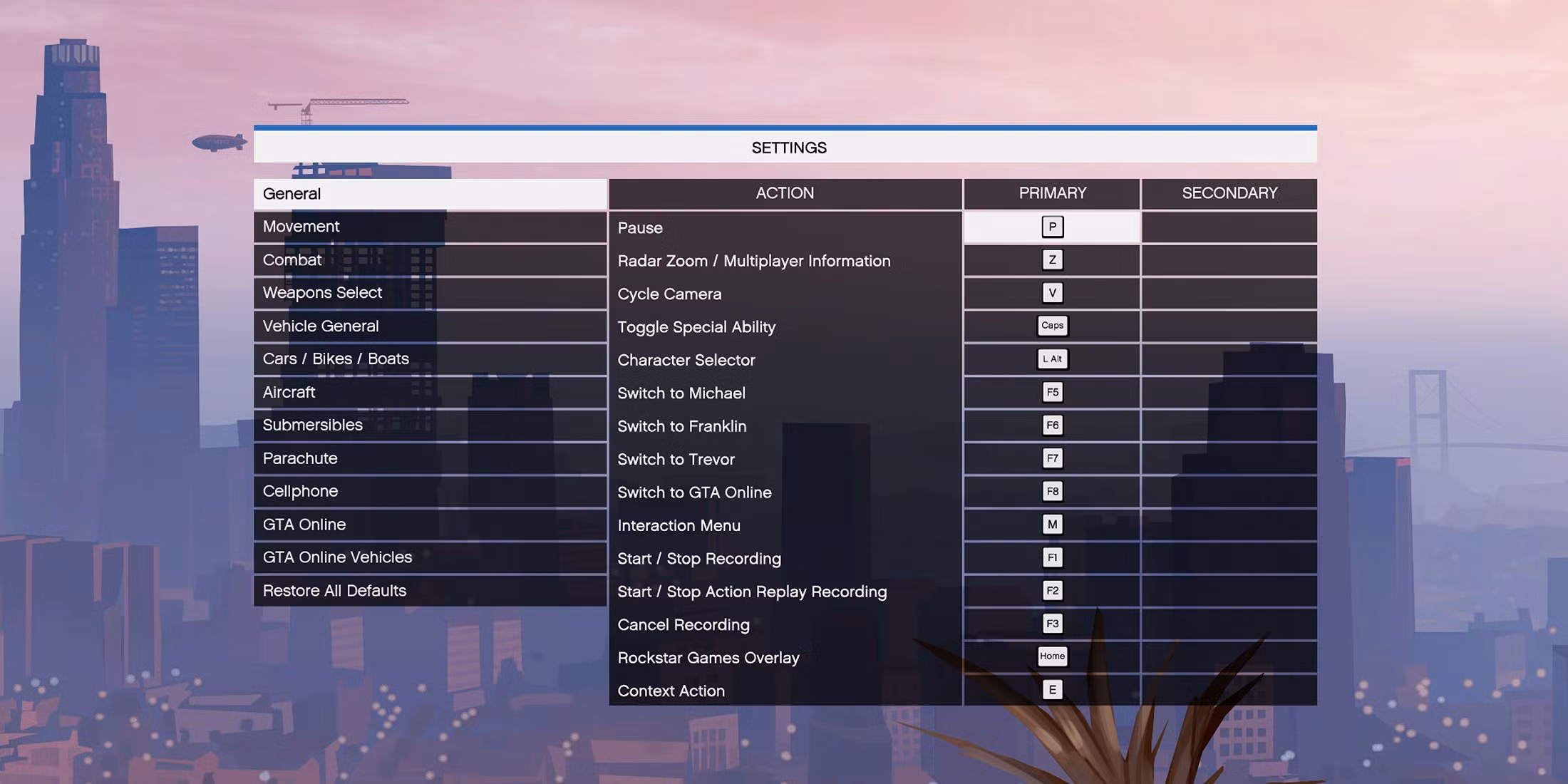 ما هي ازرار التحكم في لعبة GTA V للكمبيوتر؟ إليكم الشرح الكامل شرح كامل عن ازرار التحكم في لعبة GTA V للكمبيوتر