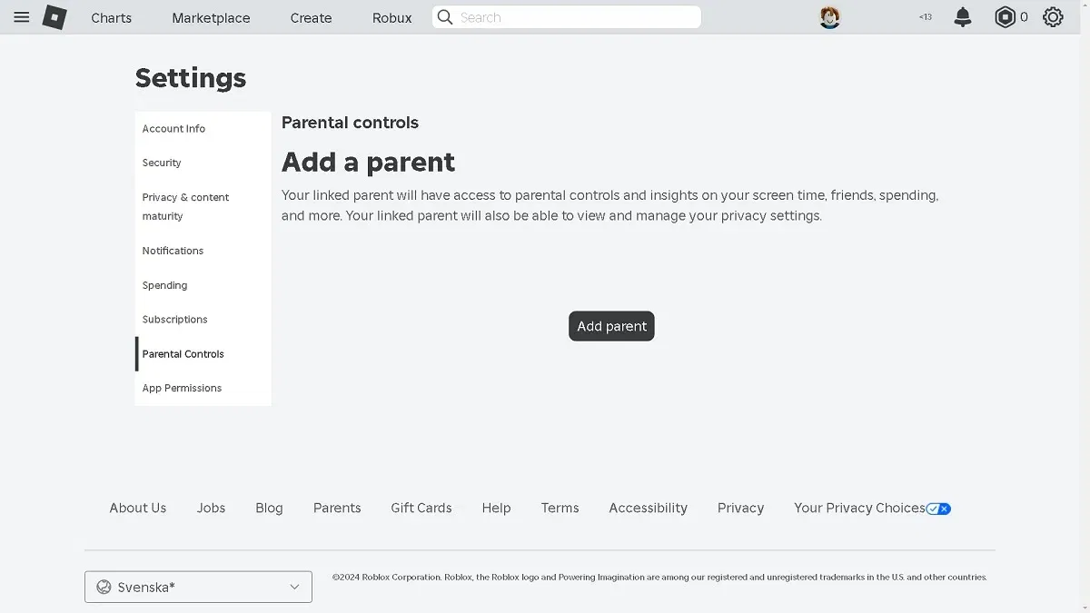 كيف يمكنني ربط حسابي في Roblox بحساب طفلي؟