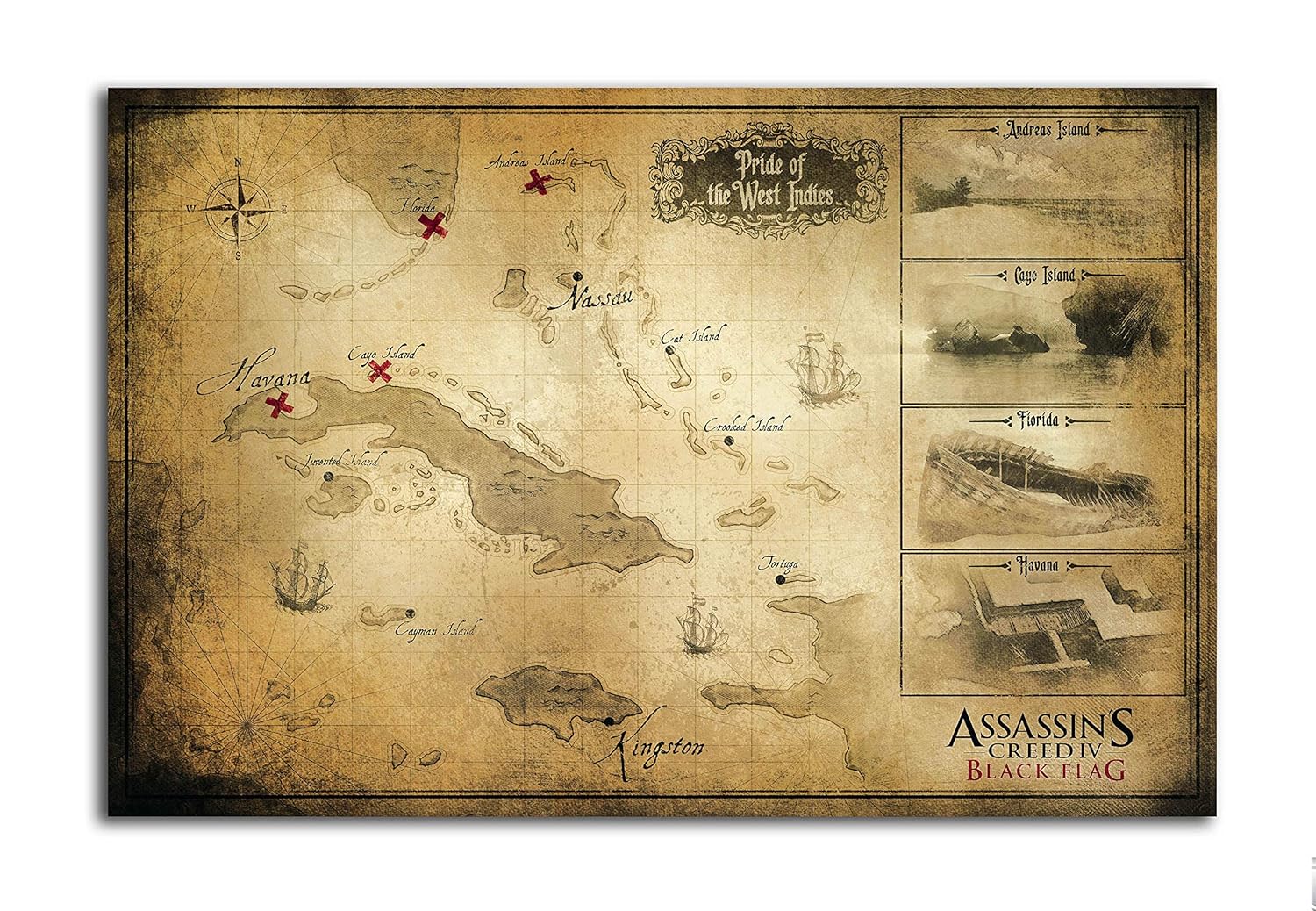 خريطة Assassin's Creed Black Flag كاملة وشرح شامل عنها صورة خريطة اساسن كريد بلاك فلاق كاملة