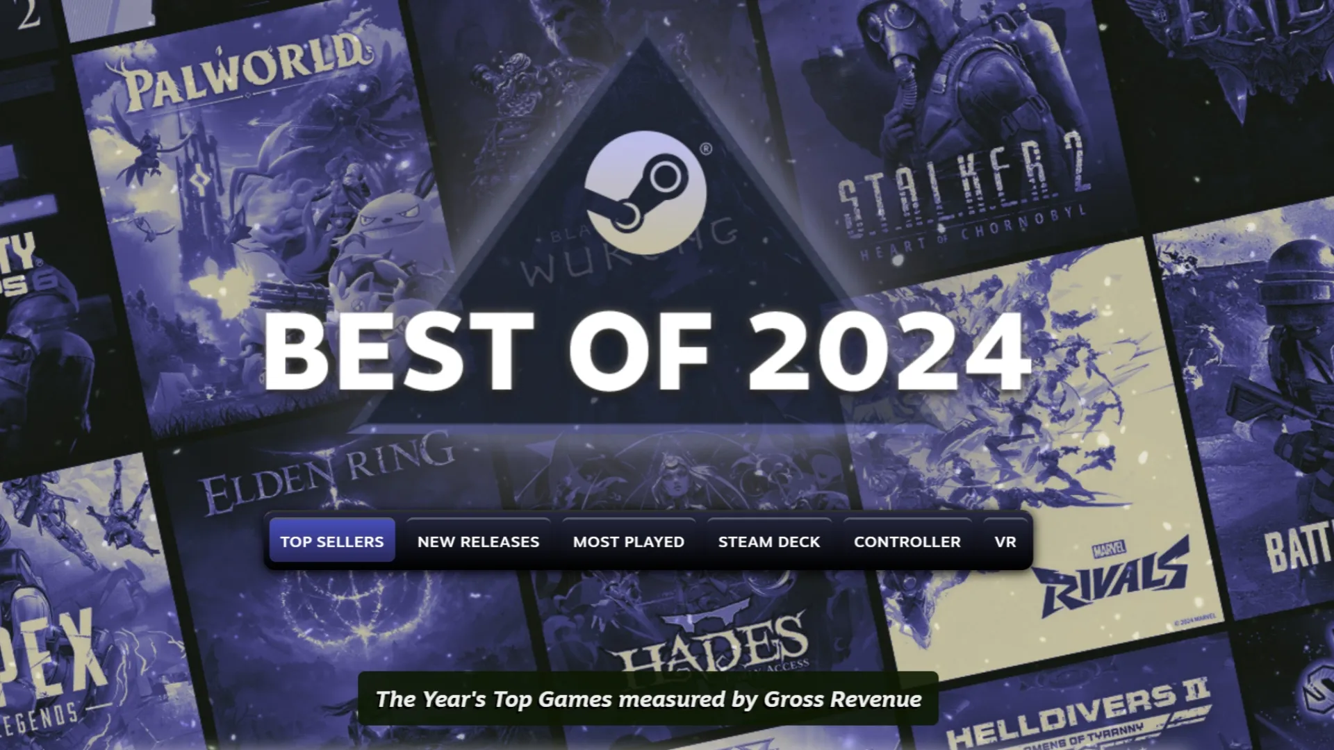 الكشف عن قائمة أكثر الألعاب مبيعًا على متجر Steam لعام 2024